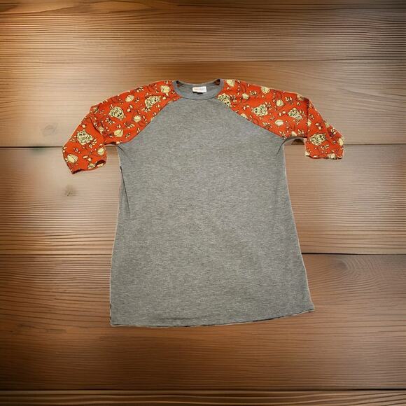 LuLaRoe Randy Shirt Women’s 14 Muppets Kermit & Miss Piggy Disney Orange Raglan - Picture 1 of 6